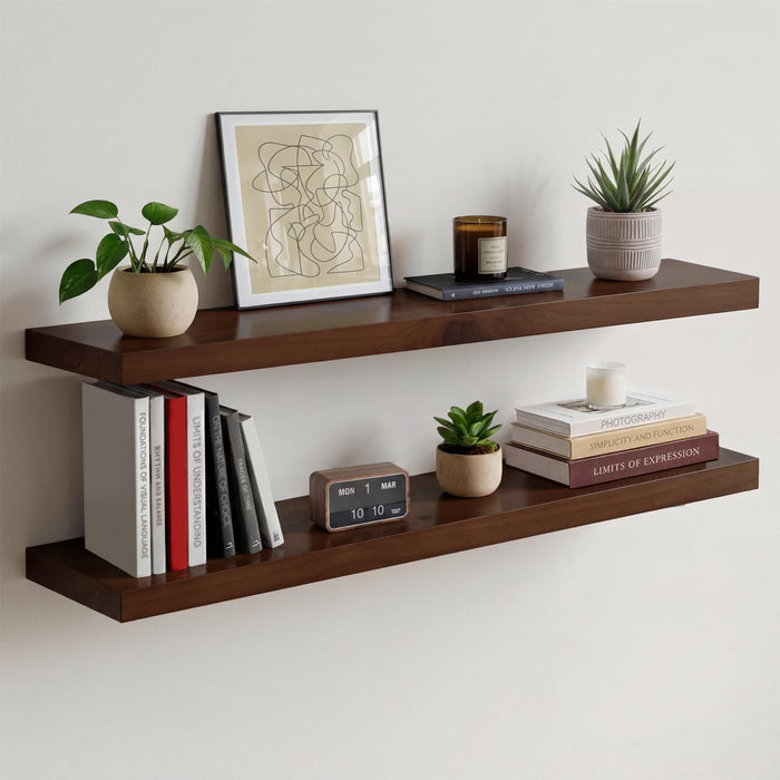 Floating Wood Shelf — Walnut