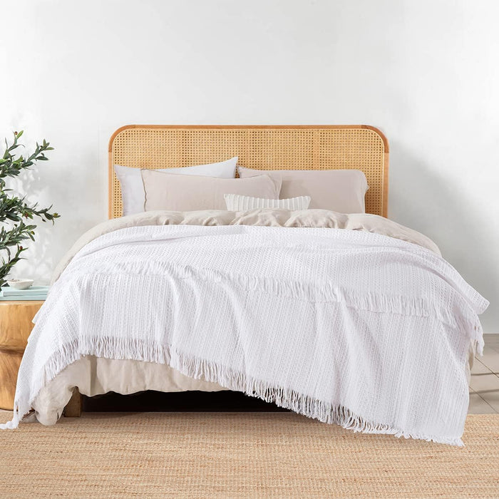 Cotton Waffle Throw — White