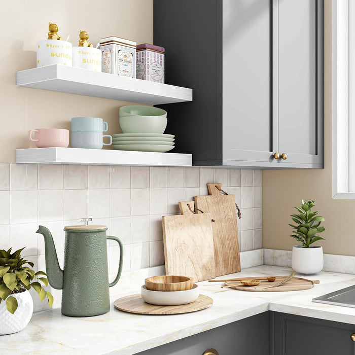 Floating Wood Shelf — White