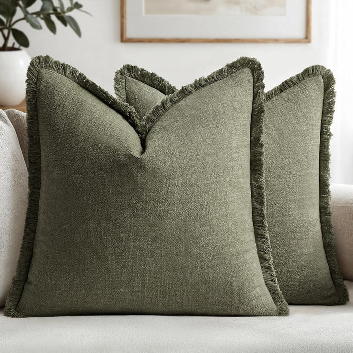 Linen Cushion Cover — Olive